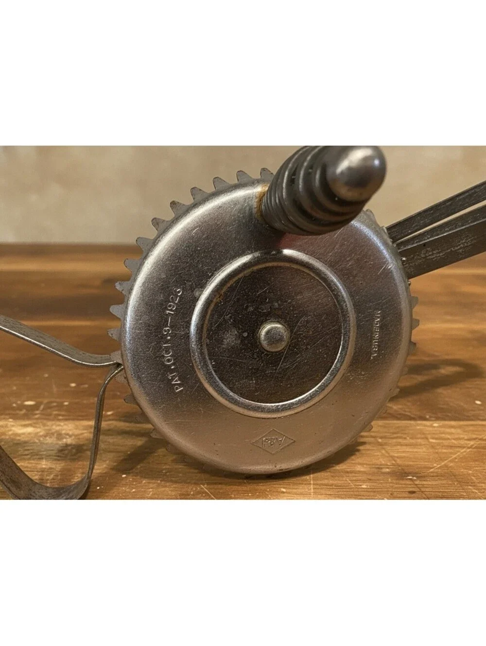 2 Vintage A&J Hand Crank Egg Beaters - 1923 & 1940s Steel & Wood Kitchen Tools